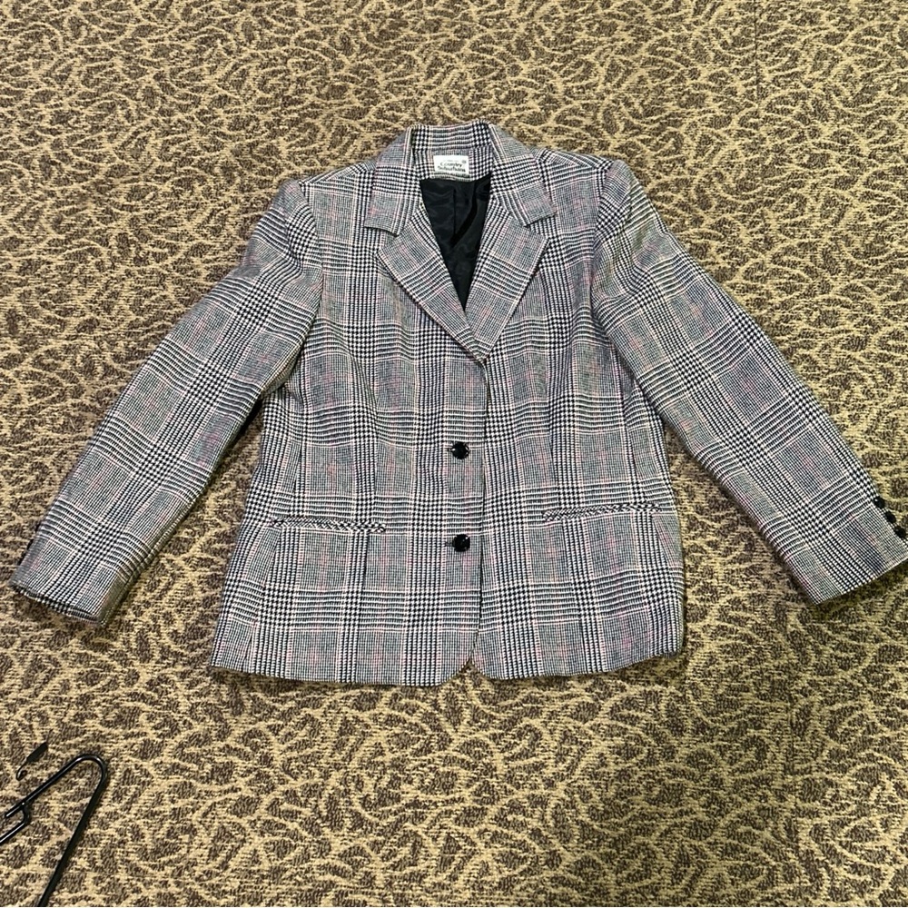 Women’s Size 14 Country Suburbans vintage wool blend houndstooth plaid blazer